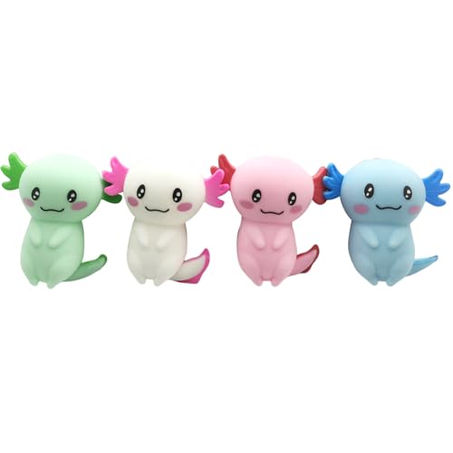 Axolotl 4pcs entzückende lebendige Squeeze -Spielzeug -Resilient -Stressspielzeug tragbarer Angst und Stressabbau Axolotl Spielzeug für Kinder, Erwachsene, Axolotl -Geschenke, zufällige Farbe, Long T von CAKEEYUM