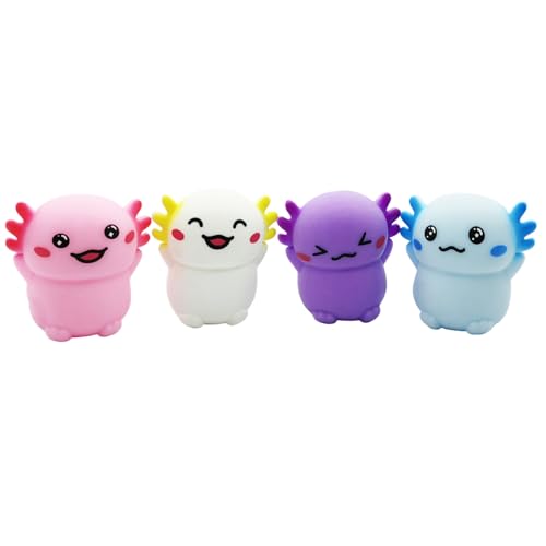 Axolotl 4pcs entzückende lebendige Squeeze -Spielzeug -Resilient -Stressspielzeug tragbarer Angst und Stressabbau Axolotl Spielzeug für Kinder, Erwachsene, Axolotl -Geschenke, zufällige Farbe, niedli von CAKEEYUM