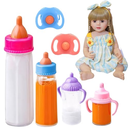 Babypuppenflaschen Set niedliche Babypuppenflaschen Simulation Babyflaschen mit 2 Spielzeug Schnuller verschwinden Milchflasche Babypuppenzubehör für Kinder Weihnachten Geburtstag Geschenke Babypuppe von CAKEEYUM