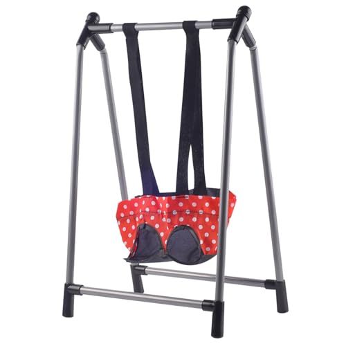 Babypuppenschaukel, leichte Puppenschaukel mit klappbarem Metallständer, süßes Babypuppenschaukelspielzeug, Babypuppenmöbel, Babypuppenzubehör für Jungen und Mädchen, Geschenke für Babypuppen, H von CAKEEYUM