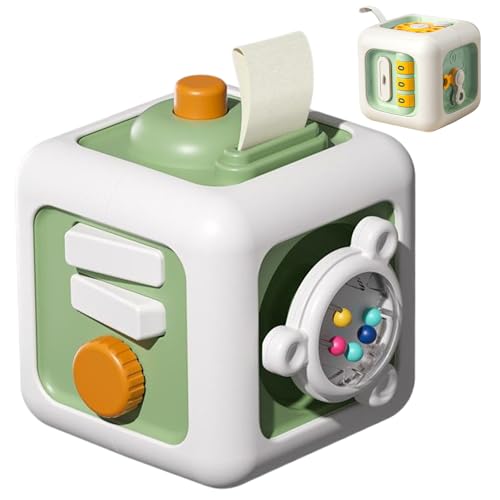 Beschäftigter Würfel, 6-in-1 Funny Learning Cube, 3.4x3,4x3,5 Zoll Kunststoff eingestoßenes Spielzeug für Bildungsbaby für Jungen Mädchen Geburtstag Geschenke geschäftiger Würfel Learning Cube geschä von CAKEEYUM