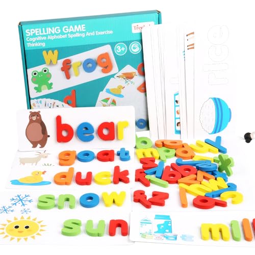 Buchstabenerkennung für Kleinkinder Spannendes Easy Match Alphabet Spiel mit 28 doppelseitigen Karten Pädagogisches Rechtschreibspiel für Vorschullernen und kognitive Entwicklung Buchstabenerken von CAKEEYUM