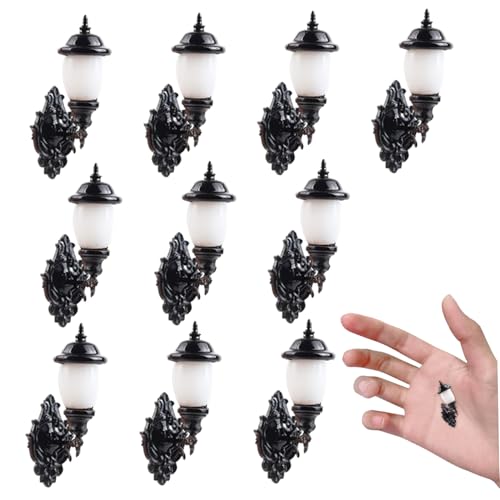 CAKEEYUM 10pcs Dollhouse Lichter realistisch 1:87 Miniaturlampe, Mini -LED -Wand warme Lichtlampe, Wandlandschaft Dollhouse Beleuchtung für DIY Sand Tisch Dollhouse Dekoration Zubehör von CAKEEYUM