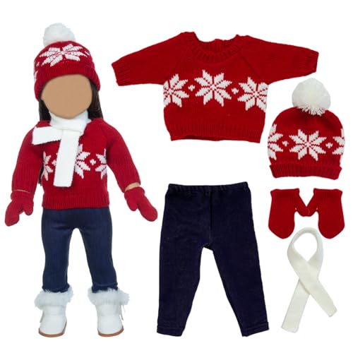 CAKEEYUM 18 Zoll Puppenkleidung süße gestrickte amerikanische Puppenkleidung Winterpuppen -Outfit, einschließlich Pulloverhosen Hats Handschuhe und Schals für Geschenke Stil 1 von CAKEEYUM