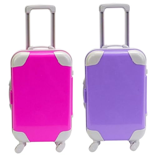 CAKEEYUM 2pcs Mini Koffer realistische Mini -Koffer Party Favor Offenbares Mini -Gepäck mit ausziehbarer Zug Rute und beweglicher Rad Mini -Koffer für Puppengeschenke Style 2 von CAKEEYUM