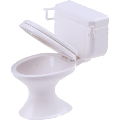 Baby Pown Toilette 2pcs 1:12 Weiß Puppenhaus Toilettenpuppenhaus Badezimmer Möbel Mini Toilettenspielzeugkuchen -Topper für Puppenhauszubehör von CAKEEYUM