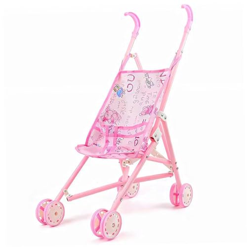 CAKEEYUM Baby Puppenwagen Puppenwagen mit Cartoon Muster Faltbarer Puppenwagen mit T förmigem Sicherheitsgurt und Schiebegriff Abnehmbarer waschbarer Spielzeug Kinderwagen für Mädchen Rollenspiele von CAKEEYUM