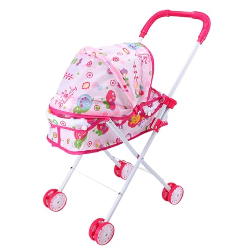 CAKEEYUM Babypuppenstuhl Kinderwagen Realistische Faltbare Babypuppenwagen mit großer Kapazitätspuppen Pushthair mit läuerungsfreien Rädern Baby Kinderwagen Spielzeug für Kinder, Stil 1 von CAKEEYUM