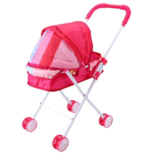 CAKEEYUM Babypuppenstuhl Kinderwagen Realistische Faltbare Babypuppenwagen mit großer Kapazitätspuppen Pushthair mit läuerungsfreien Rädern Baby Kinderwagen Spielzeug für Kinder, Style 2 von CAKEEYUM