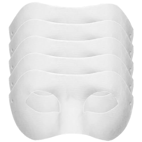 CAKEEYUM Blanko-Maske, 20,3 x 10,2 cm, Zellstoff-Papiermaché-Maske, weiße Papiermasken zum Basteln, DIY, Maskerade, Maske, Kostüm für lustige Party, Kunstprojekt, Aufführungen, 5 Stück von CAKEEYUM