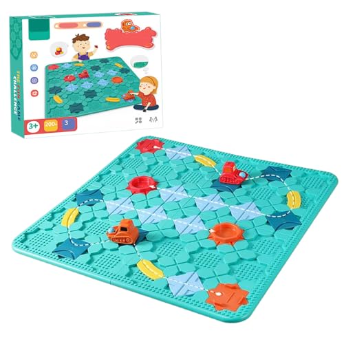 CAKEEYUM Brain Teaser Games 206 Level Innovative Track-Brettspiel mit Pull-Back Cars 3 Modus Logical Thinking Focus Brettspiele für Kid 8-12 von CAKEEYUM