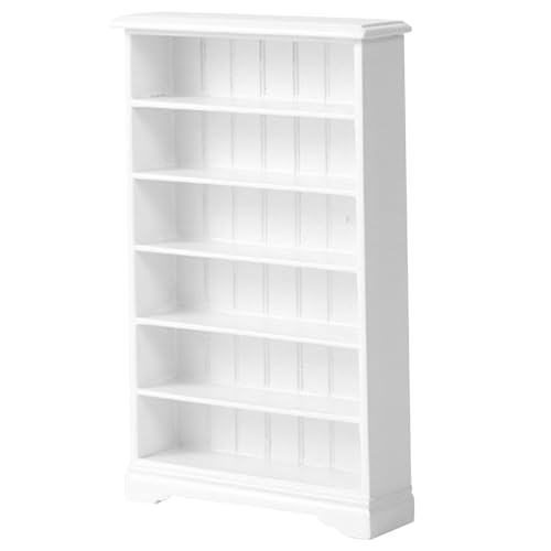 CAKEEYUM Dollhouse -Bücherregal, 4 x 1 x 6 Zoll 1:12 Skala White Bookshelf, 6 -Tier -Holzspeicher, Display Miniatur -Bücherregal, multifunktionales Mini -Wandregal für Doll House Decor -Spiel von CAKEEYUM