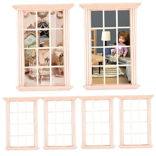 CAKEEYUM Dollhouse Fenster 6PCS 1:12 Hölzern unbemalte Puppenhausmöbel DIY Friendly Realistic Dollhouse Miniatures Dollhouse Accessoires Dollhouse Fansituredollhouse Window Dollhouse Accessor von CAKEEYUM