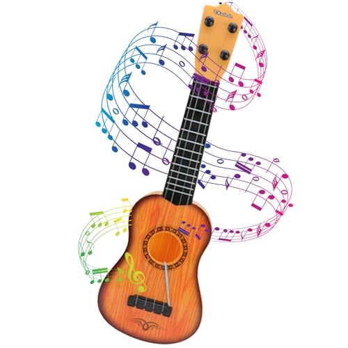 CAKEEYUM Gitarre für Kinder 17" Mini Gitarre Ukulele Kleinkindgitarre mit 4 verstellbaren Saiten Frühpädagogische Klassische Gitarre zur Verbesserung der Fähigkeiten von Kindern Weihna von CAKEEYUM