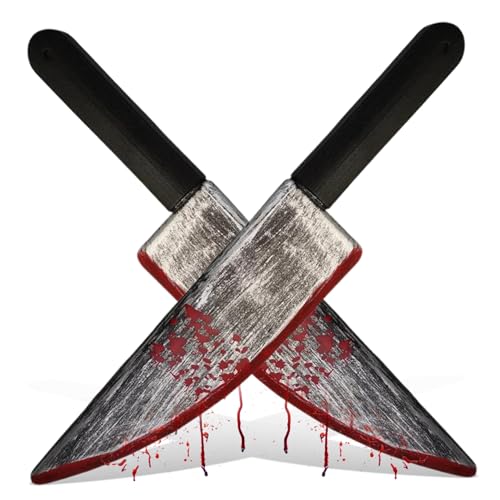 CAKEEYUM Halloween -Messer 2pcs Realistisches blutiges gefälschtes Messer 15x3in Plastik Messer Handspielzeugmesser für Party, Streich, Cosplay, Dekorationen von CAKEEYUM