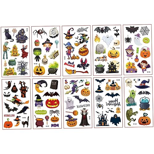 CAKEEYUM Halloween temporäre Tattoos für Kinder Tattoos Party wasserdichte gefälschte 3D -Tattoos Pass an den Paketgeschenken Party Tasche Halloween Make -up -Aufkleber für Kinder von CAKEEYUM