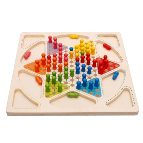 CAKEEYUM Hölzerne chinesische Checkers 2 in 1 Brettspiel Chinese Checkers Family Brettspiele für Kinder und Erwachsene Zwei in einem Brettspiel Familienbrettspiele Holz chinesische Checker von CAKEEYUM