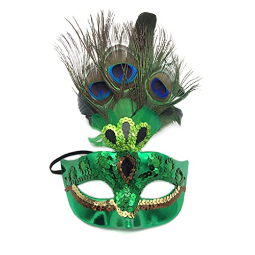 CAKEEYUM Make up Maske Abschlussballmaske Pfauenfedermaske Partymaske Venezianische Maskenmaske für Damen Grüne Türrahmendekoration Türeckendekoration Halloween Türdekorationen Halloween Türschild von CAKEEYUM