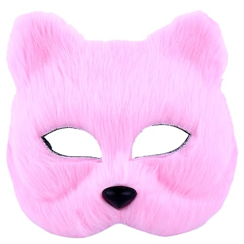 CAKEEYUM Pelzmaske süße Katzenmaske atmungsaktive halbe Katzengesichtsmaske Therian Maske für Halloween Weihnachten Ostern Karneval Maskerade pelzige Maske Katzenmaske Fuchsmaske Katzengesichtsmaske von CAKEEYUM