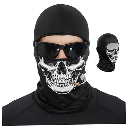 CAKEEYUM Schädelmaske, Anti-UV-Geistermaske mit Vollgesicht, hoch elastische EIS Seidenskelettmaske, gruselige Ghostface-Maske für Motorradfahrrad-Skateboard-Wanderschnee-Schneemobile Snowboard von CAKEEYUM