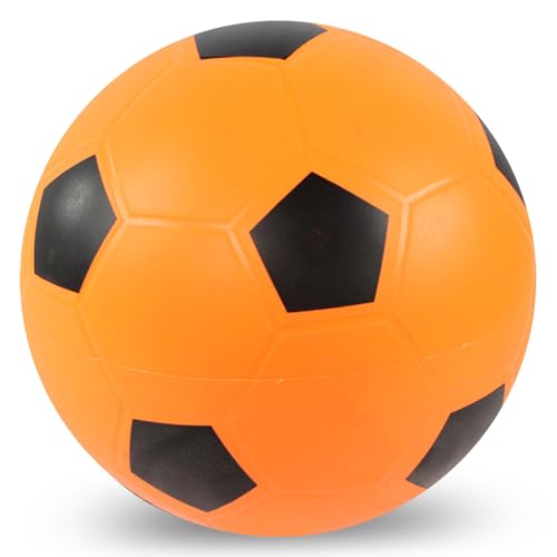 CAKEEYUM Silent Fußball Ball 8,5 Zoll weicher Fußball für Kinder Indoor Fußball mit Pumpe PVC Kids Soccer für Innen im Freien im Freien Sportjunge Geschenke Orange von CAKEEYUM