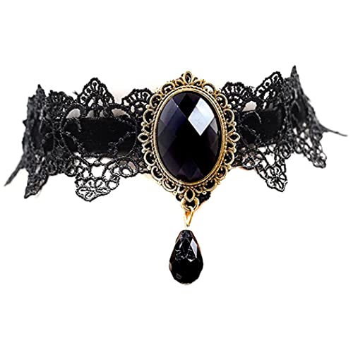 CAKEEYUM Spitze Halskette Kristallschmuck Colarmbone Kette Schwarzer Spitzenkette von CAKEEYUM