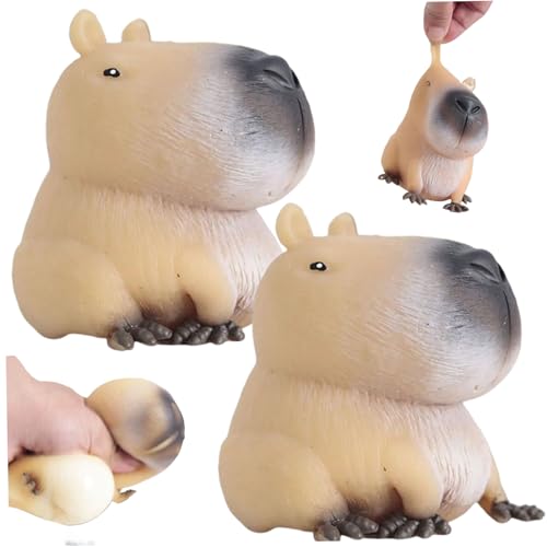 CAKEEYUM Squeeze Toy 2pcs sitzen Capybara Dekompression Spielzeug Niedlicher Gummi -Zappelspielzeug tragbares Angst- und Stressspielspielzeug für Erwachsene, Kinderspiel von CAKEEYUM