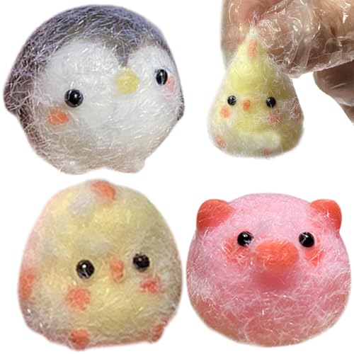 CAKEEYUM Squeeze Toy 3 PCs Huhn, Piggie & Penguin Dekompression Spielzeug süßes Silikon -Zappelspielzeug tragbarer Angst und Stress -Relief -Spielzeug für Erwachsene von CAKEEYUM