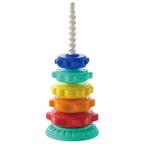 CAKEEYUM Stack und Spin Spielzeug 6-Layer Rainbow Ring Spinning Stacker Spielzeug Baby Regenbogen Spin Tower Bauch von CAKEEYUM