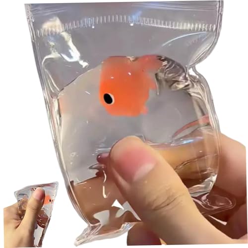 CAKEEYUM Stressspielzeug realistischer Fische mit transparenter PVC -Beutel süßes Squish Stress Relief Toy, 4x3 Zoll weich von CAKEEYUM