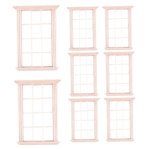 Dollhouse Fenster 1:12 Skala 8pcs Holz Miniaturfenster Rahmen DIY Craft Mini Fenstermodell mit 12 Gitterpuppen Hausmöbeln für Puppenhauszubehör von CAKEEYUM