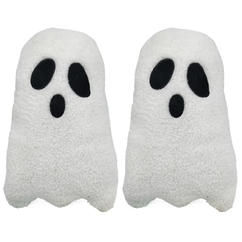 Geisterkissen 2 Stück 11 8 Zoll süßer lustiger Geisterplüsch weiche gemütliche Halloween Dekokissen dekorative weiße Halloween Kissen für Sofa Bett Couch Veranda Geisterkissen Halloween Kissen Ge von CAKEEYUM