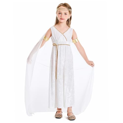 Griechisches Göttinnenkostüm für Kinder, Polyester Weiß Griechisches Göttinnenkleid Athena Toga Römisches Griechisches Kleid Halloweenkostüme Cosplay Griechisches Verkleidungsset L Griechisches von CAKEEYUM