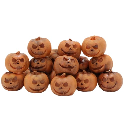 Halloween Kürbisse 20 teiliges Set mit lustigen Geistergesichtern zum Dekorieren von Miniatur Harz Kürbisse DIY Mini Halloween Figuren für Halloween Party Geschenke Home Garten Decor Halloween Kü von CAKEEYUM