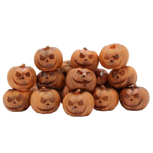 Halloween Kürbisse 20pcs lustige Geistergesichtskürbisse für die Dekoration von Harz Miniaturkürbissen DIY Mini Halloween Figuren für Halloween -Partygeschenke Hausgartendekoration Dekoration von CAKEEYUM