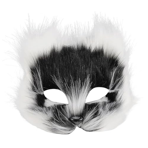 Halloween Pelzmaske Kunstpelz Fuchsmaske atmungsaktive Halbgesichtsmaske Katzenmaske Tiermasken mit verstellbarem Riemen für Maskerade Halloween Mottoparty Therian Maske Fuchsmaske Katzenmaske Pe von CAKEEYUM