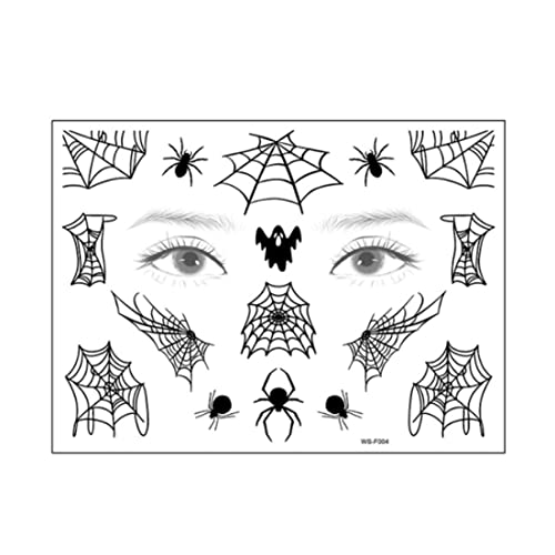 Halloween-Spinnen-Tattoos, 1 PC Halloween Temporäre Tattoos, wasserdichte gefälschte Spinnen-Fledermaus-Tattoo, Halloween-Make-up-Aufkleber für Halloween Party Requisite und Cosplay Wa-F004, 125 x 17 von CAKEEYUM