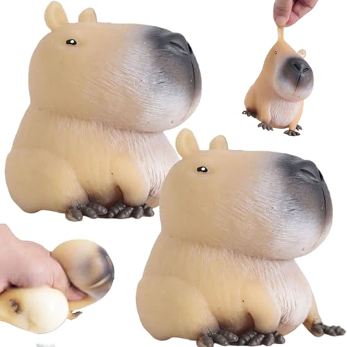 Squeeze Toy 2pcs sitzen Capybara Dekompression Spielzeug Niedliche Gummi -Zappel -Spielzeug tragbare Angst und Stressbekämpfung Spielzeug für Erwachsene, Kinder Stress Toysqueeze Spielzeug Angstspiel von CAKEEYUM