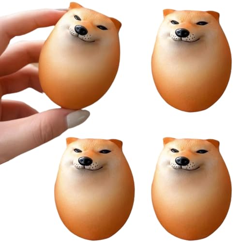 Squeeze Toy 4pcs Smile Face Shiba Inu Hunde Ei niedliches Spielzeug belastbarer Stressspielzeug lustiger tragbarer Angst Erleichterung und Dekompression Spielzeug für Kinder, Erwachsene Spiel von CAKEEYUM