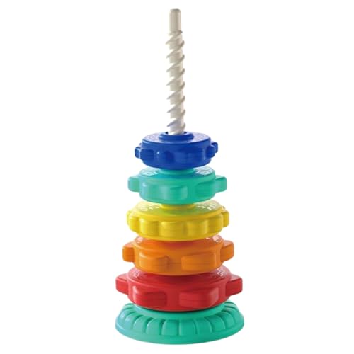 Stapel und Spin Spielzeug 6-layer Regenbogenring Spinning Stacker Spielzeug Baby Regenbogen Spinturm ABS Plastik No-Burrs Spinning Stapel Spielzeug Bildungsstapel-Stapelspielzeug für Kleinkinder 1-3 von CAKEEYUM