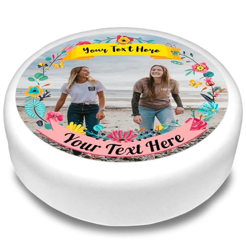 Cakeshop Runde Personalisierte Essbare Tortendekoration Mit Hübschem Buntem Blumenrand| Benutzerdefiniertes Bild & Text| Für Geburtstage & Feiern| Mehrere Formen & Größen| Zuckerguss & Oblatenpapier von CAKESHOP edible cake toppers EST. 2012