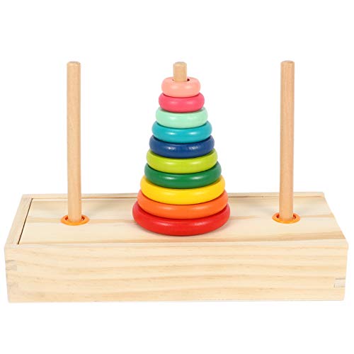 CALIBAN Aus Holz, Regenbogen, stapelbar, Ringturm, Heftung, Blöcke für Kinder, groß von CALIBAN