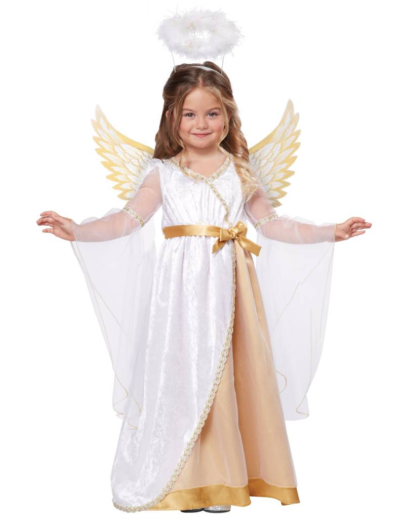 Engel-Kostüm für Kinder Krippenspiel-Kostüm Fasching-Kostüm 3-teilig weiss-gold von KARNEVAL-MEGASTORE