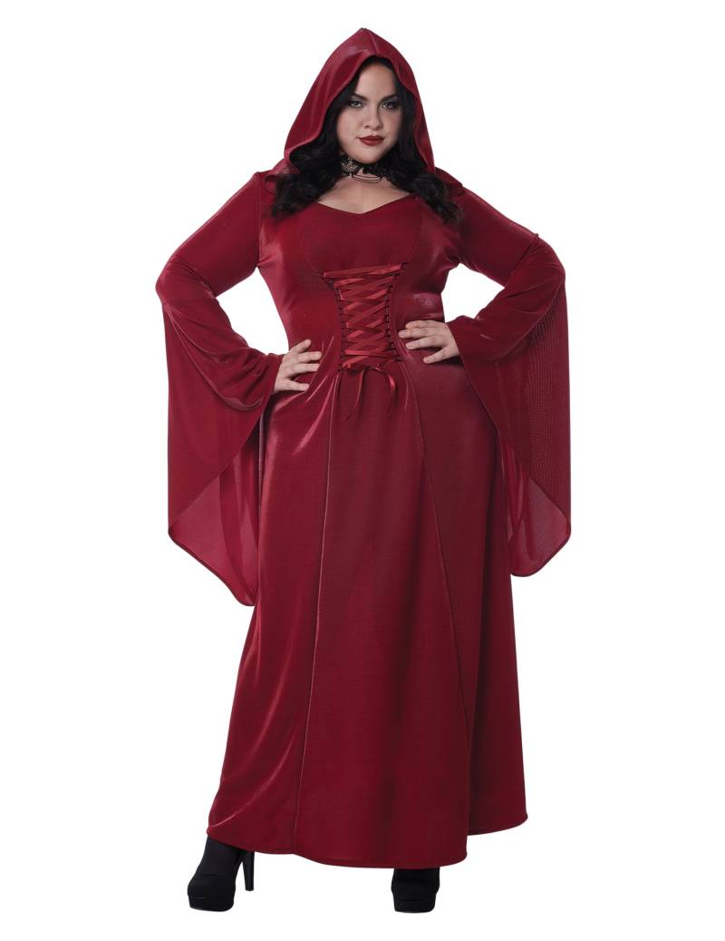 Plus Size Gothic-Kostüm für Damen mit Schnürung Halloween rot von KARNEVAL-MEGASTORE