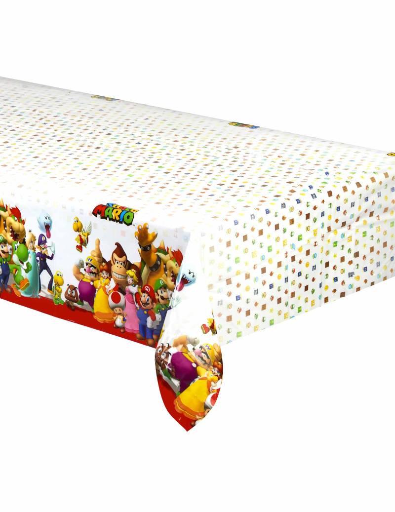 Nintendo Super Mario Tischdecke Partydeko Lizenzware bunt 120x180cm von AMSCAN