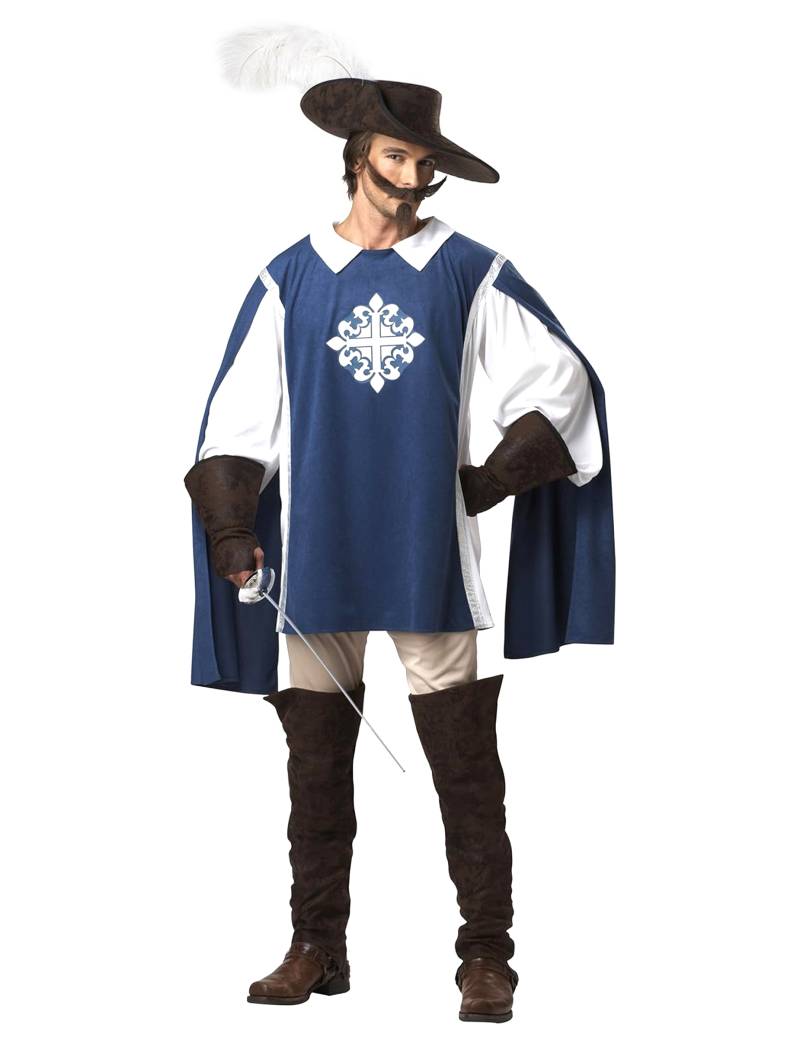 Mittelalter Musketeer Kostüm blau-weiss-braun von KARNEVAL-MEGASTORE