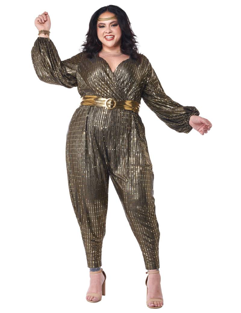 Schillerndes Disco Queen-Damenkostüm 70er Jahre Plus Size 2-teilig von KARNEVAL-MEGASTORE