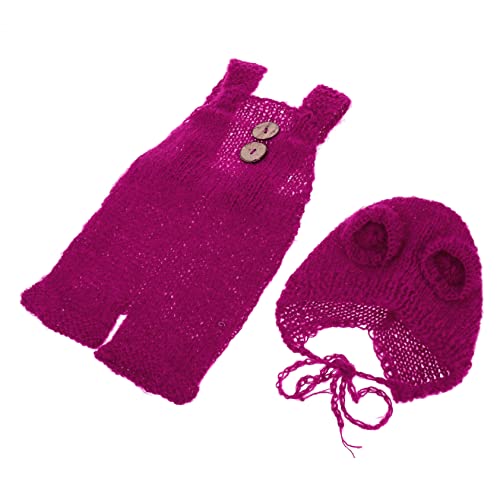 CALLARON 1 Satz Neugeborenen Kostümset mit Bärenmütze und Elastischen Hosenträgern Fotokostüm für Süßes Outfit für Unvergessliche Erinnerungsfotos Magenta CALLARON 1 Satz Neugeborenen Kostümset mit Bärenmütze und Elastischen Hosenträgern Fotokostüm für Süßes Outfit für Unvergessliche Erinnerungsfotos Magenta von CALLARON