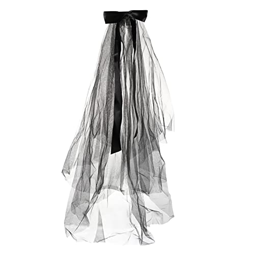 CALLARON 2 Stk Halloween-schleier Party-kopfschmuck Cosplay-dekoration Partyschleier Retro Dunkler Schleier Tiara Mit Fliege Halloween-kopfschmuck Dunkler Kopfschmuck Gittergewebe Black von CALLARON