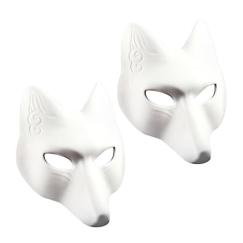 CALLARON 2St Fuchs Maske Papiermasken für Kinder weiße leere Fuchsmaske Cosplay-Maske halloween masken halloweenmaske Gesichtsmaske Halloween-Maske entzückende Maske Cartoon-Partymaske Eva von CALLARON